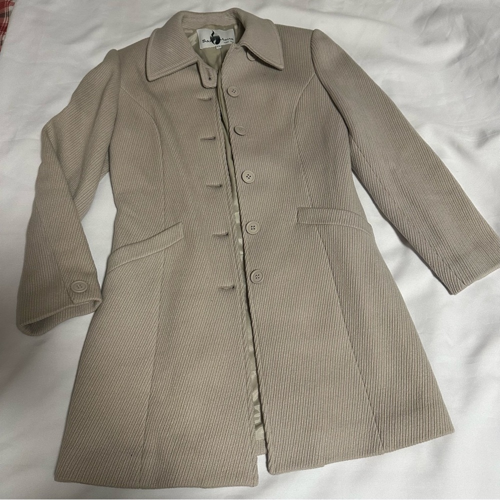 Sar Mono Tan Women's Trench Coat 80% wool with pockets